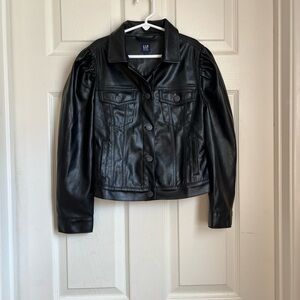 GAP KIDS Classic Black Faux Leather Jacket